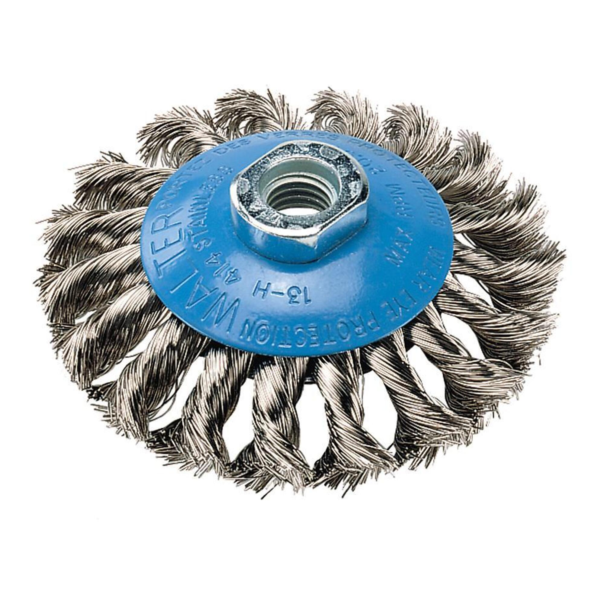 Walter Stainless Steel Saucer Cup Brush — 4in. x 5/8in., Industrial Quality Wire, Model# 13H414